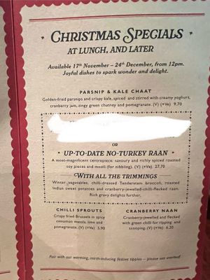Christmas menu 2025  at Dishoom in Edinburgh