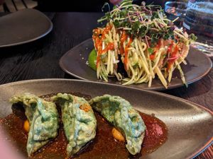 Gyozas and tacos (both vegan) at Asia in Oslo
