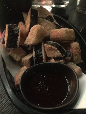 Deep fried aubergine with spicy dip - amazing at Asia in Oslo