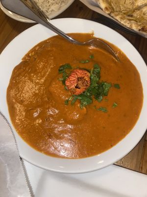 Vegan Tikka Masala! We got soy curls, potatoes, and mushroom!  at Maruti Indian Restaurant  in Portland