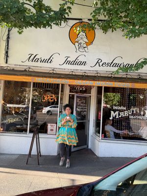 Falguni to the rescue gifting coconut kheer! at Maruti Indian Restaurant  in Portland