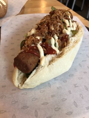 Vegan hotdog  at Dogma in Utrecht