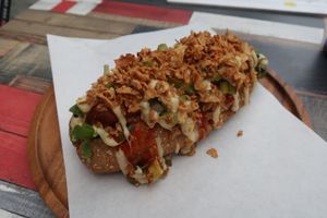 Donderse Dogma with vegetarian sausage (also available in vegan) at Dogma in Utrecht