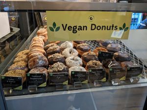 vegan flavours labelled at The Rolling Donut - Bachelors Walk in Dublin
