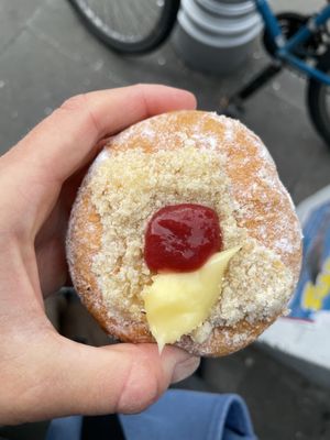 Deconstructed rhubarb crumble donut  at The Rolling Donut - Bachelors Walk in Dublin