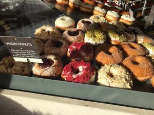 The vegan donut selection at The Rolling Donut - Bachelors Walk in Dublin