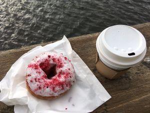 Breakfast coffee and doughnut deal at The Rolling Doughnut at The Rolling Donut - Bachelors Walk in Dublin