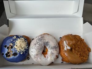Blueberry Crumble, Lemon & Poppyseed, and The Lotus Biscoff at The Rolling Donut - Bachelors Walk in Dublin