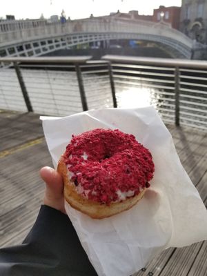 Raspberry donut. at The Rolling Donut - Bachelors Walk in Dublin