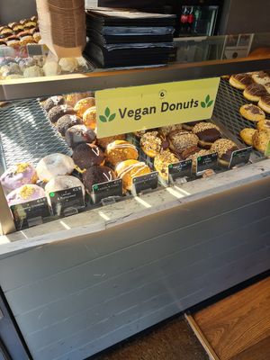 Vegan donut display at The Rolling Donut - Bachelors Walk in Dublin