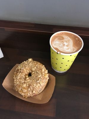 Vegan coffee and walnut and a soya mocha at The Rolling Donut - Bachelors Walk in Dublin