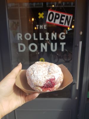 vegan raspberry filled donut! at The Rolling Donut - Bachelors Walk in Dublin