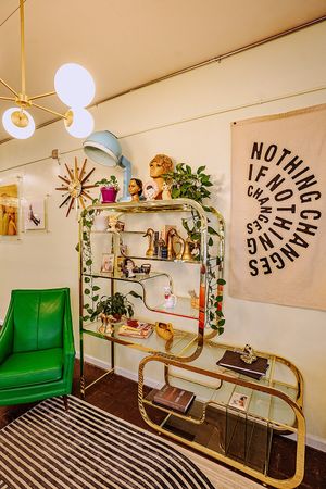 Waiting area at Virtue Salon in Columbus