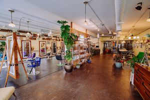 Salon floor and waiting area at Virtue Salon in Columbus