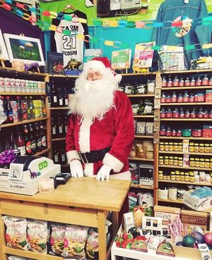 Even Santa is vegan  at Brontosaurus Vegan Lifestyle Store in Swansea