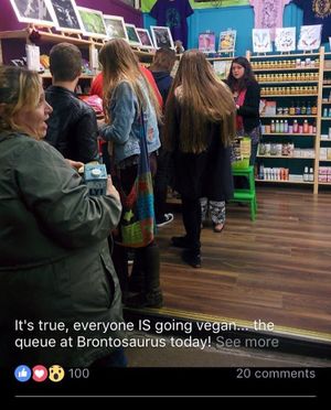 Everyone’s going vegan  at Brontosaurus Vegan Lifestyle Store in Swansea