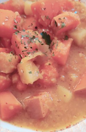 Lentils and pumpkin Dahl at La Vege Table in Reims