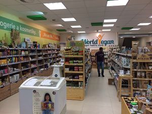 half the store at World Vegan in Prague