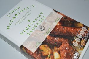 Vegan sausages at World Vegan in Prague