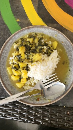 Aloo palak (potato spinach curry) at Wholefoods in Clayton