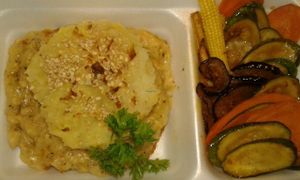 Potato-Topped "Chicken" Pot Pies with Sauteed Assorted Vegetables. at Vegan To Order in Windhoek