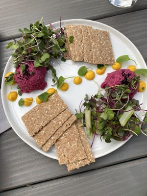 beet hummus at Divya's Kitchen in New York City