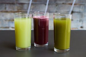 Ginger Limeades (Apple, Concord Grape, Mint) at Divya's Kitchen in New York City