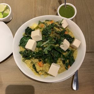 Seasonal Khicheri with vegan mozzarella  at Divya's Kitchen in New York City