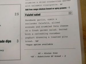 falafel salad option at Abracadabra Cafe & Bar in Rotorua