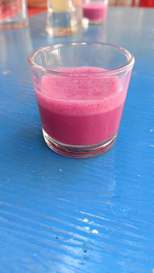 Batido de remolacha gratis como bienvenida at Sanissimo - Principe Pio in Madrid