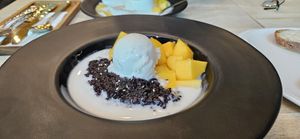 Black mango sticky rice with coconut ocean at The Mango Garden in Koh Phi Phi