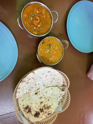 Veg masala, mushroom masala and plain naan  at Papaya Indian Food in Koh Phi Phi