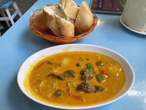 Vegan goat curry with bread, 65,000 VND  at Vegan Family Restaurant in Ho Chi Minh City