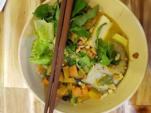Mi Quang Noodle Soup at Vegan Family Restaurant in Ho Chi Minh City