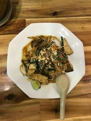 Pad Thai (35k dongs), consistently the best dish in this restaurant at Vegan Family Restaurant in Ho Chi Minh City