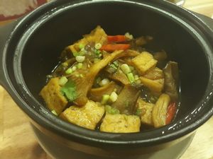 Mushroom and Tofu hot pot at Vegan Family Restaurant in Ho Chi Minh City
