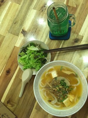 Vietnamese Udon Noodle Soup at Vegan Family Restaurant in Ho Chi Minh City