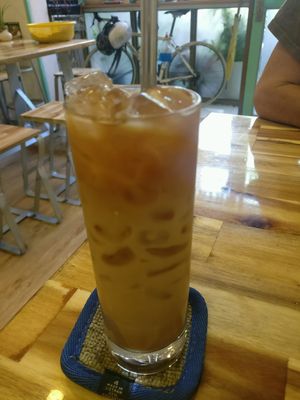 Iced Vietnamese coffee at Vegan Family Restaurant in Ho Chi Minh City