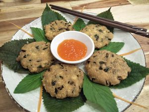 Chive cakes at Vegan Family Restaurant in Ho Chi Minh City