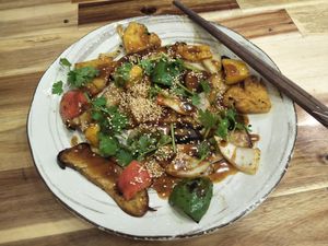 Mushroom veggie BBQ  at Vegan Family Restaurant in Ho Chi Minh City