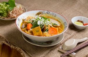 Bun Hue ( noodles suop) at Vegan Family Restaurant in Ho Chi Minh City