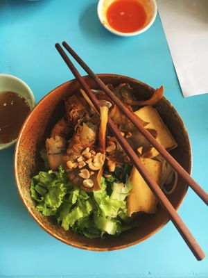 Spring roll noodle  at Vegan Family Restaurant in Ho Chi Minh City