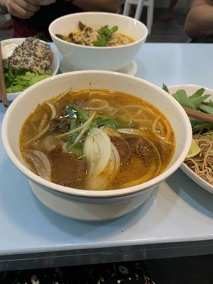 Spicy noodle soup at Vegan Family Restaurant in Ho Chi Minh City