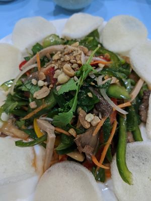 Uplifting salad certainly uplifted us! at Vegan Family Restaurant in Ho Chi Minh City