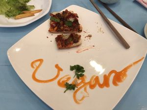 Decorated plate   at Vegan Family Restaurant in Ho Chi Minh City