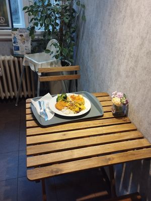 Buffet food at Veganio in Prague