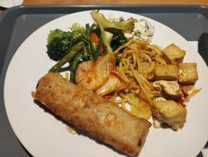 Buffet food at Veganio in Prague