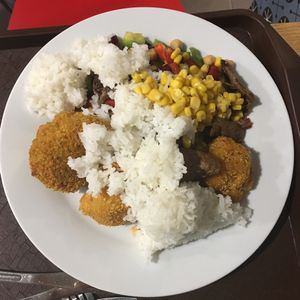 Random buffet food at Veganio in Prague