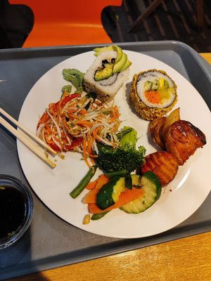 Vegan buffet menu at Veganio in Prague