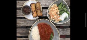 This red curry was one of my favorites! Perfectly spiced 🔥🔥🔥  at Nordvegan in Oslo